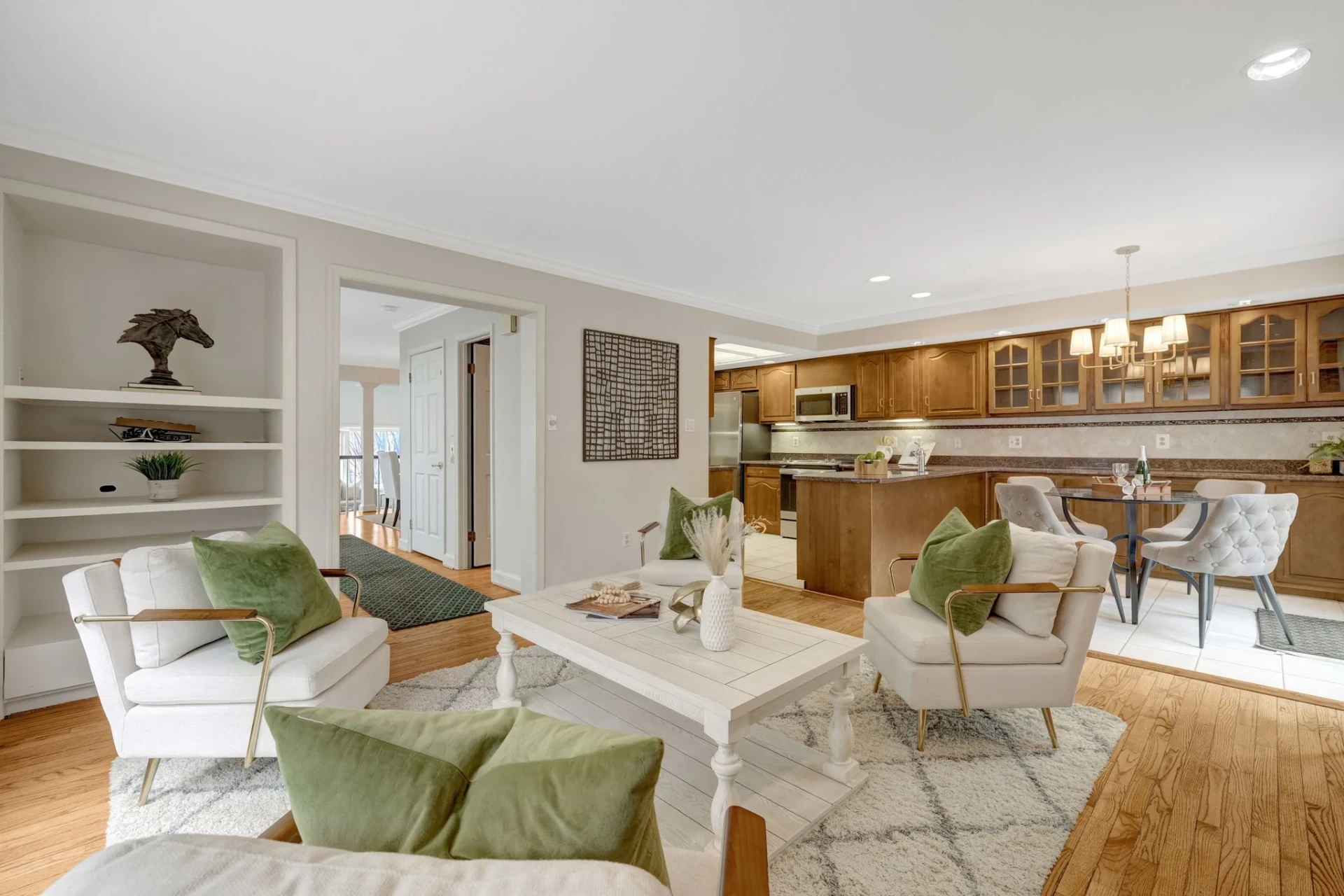Staged open-concept living and kitchen area in a McLean VA listing